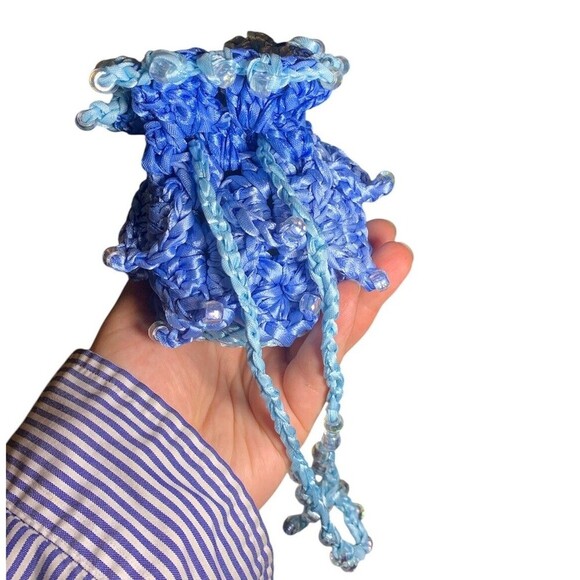 Dice Bag Medium Dragon Scale Beaded Ren Faire Fantasy Dungeons Dragons RPG Blue - Picture 2 of 8